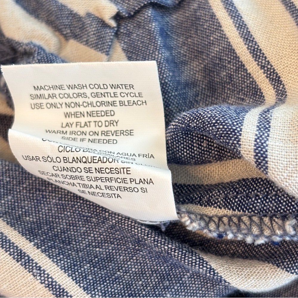 Speechless Striped Ruffle Wrap Dress Women’s Size XXL Blue Cream Linen Blend - Picture 9 of 13